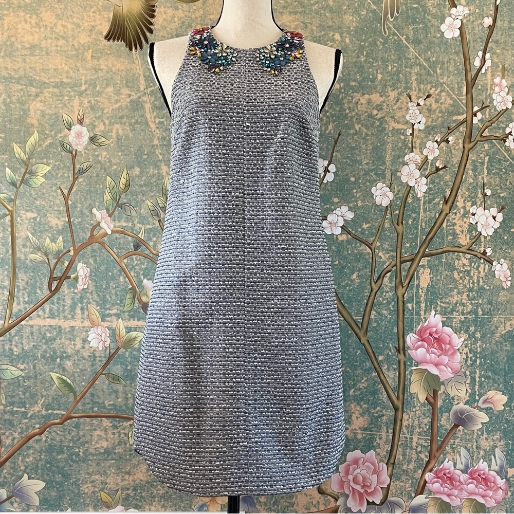 NWOT Ali Ro Bouclé Jeweled Sleeveless Mini Dress Size 2